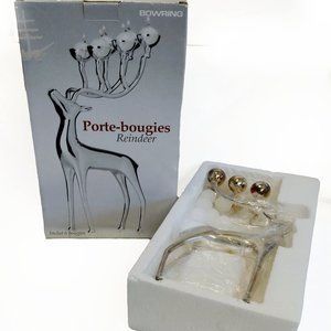 Bowring Silver Plated Reindeer Candle Holder & Candles-With Box